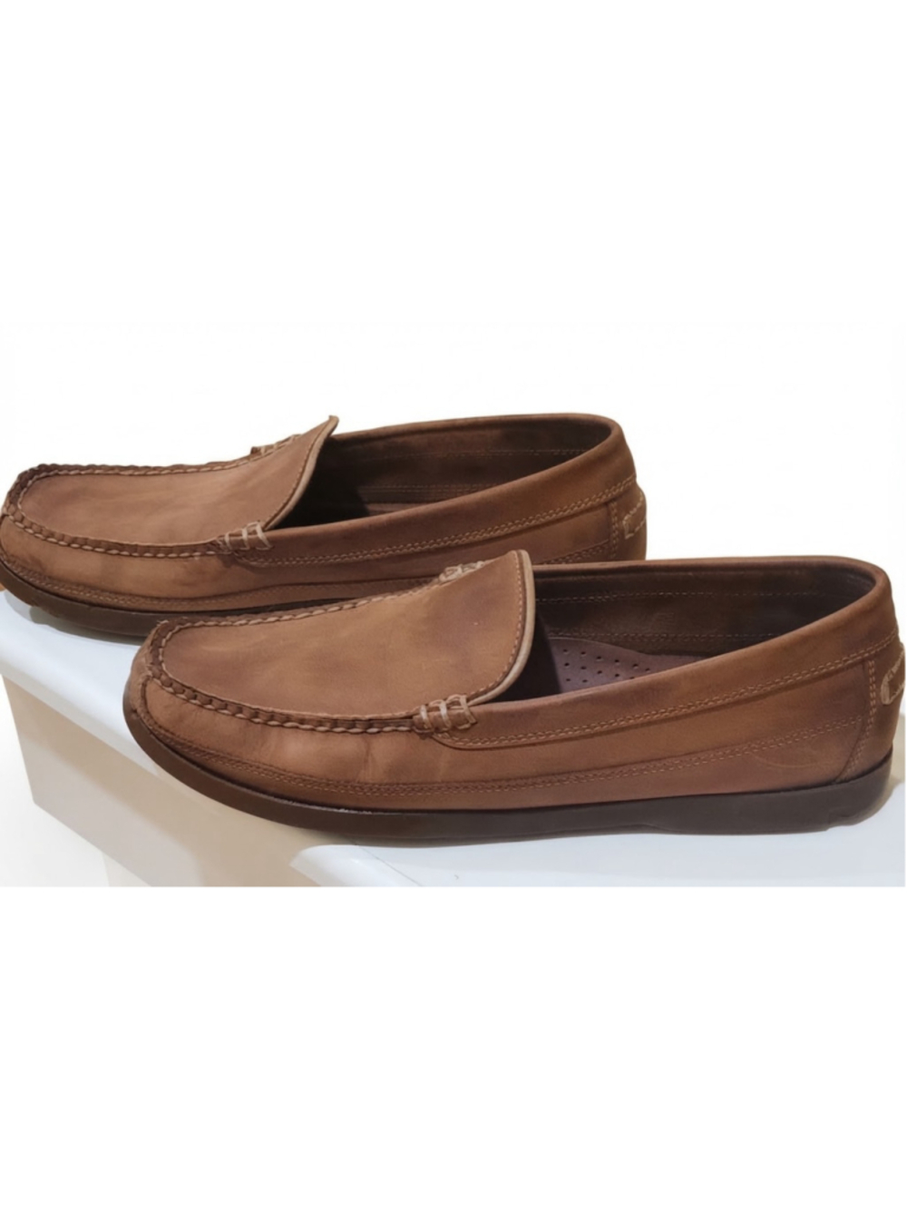 LL Bean Loafers Mens 9.5 Brown Leather Slip On Casual Dress Shoes